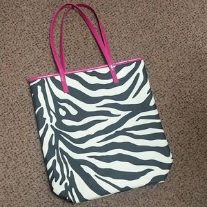 3/$20 Zebra pink patent handled tote bag